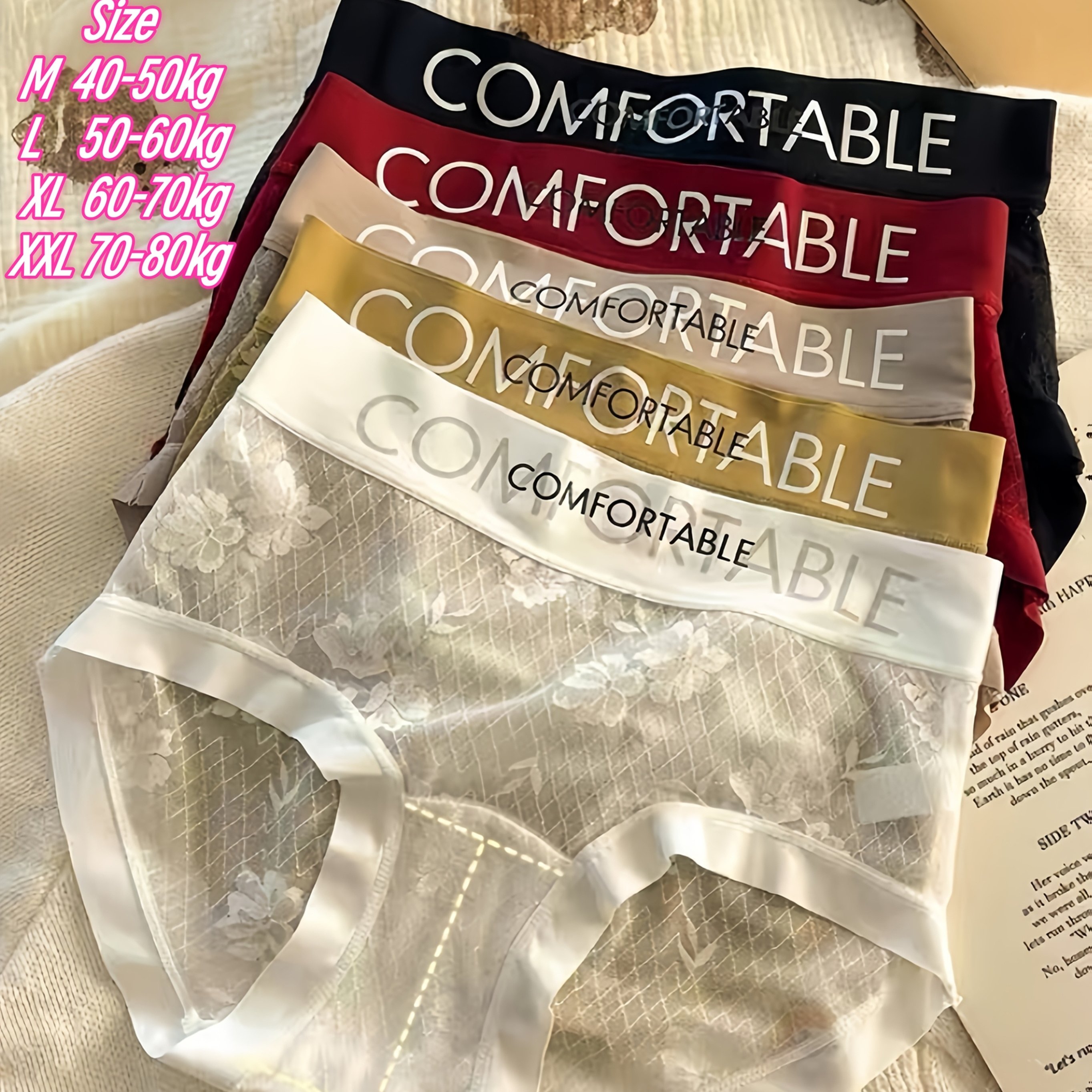 Image of 5-pack Summer Ultra-thin Lace Seamless Underwear For Women With Extended Crotch, Mid-waist Women' Pants