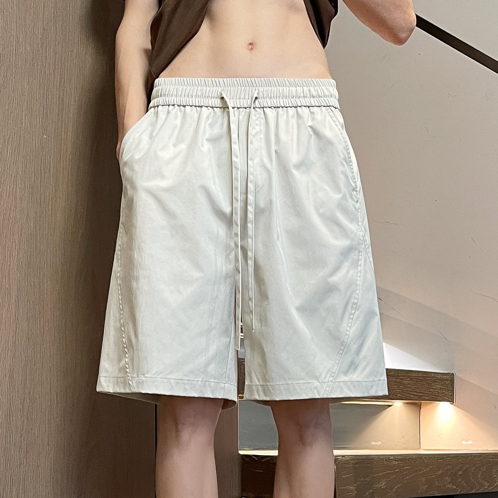 TEMU 남성용 루즈핏 반바지, 가벼운 여름 캐주얼 반바지 (탄성 허리 밴드), 여름 의상에 적합