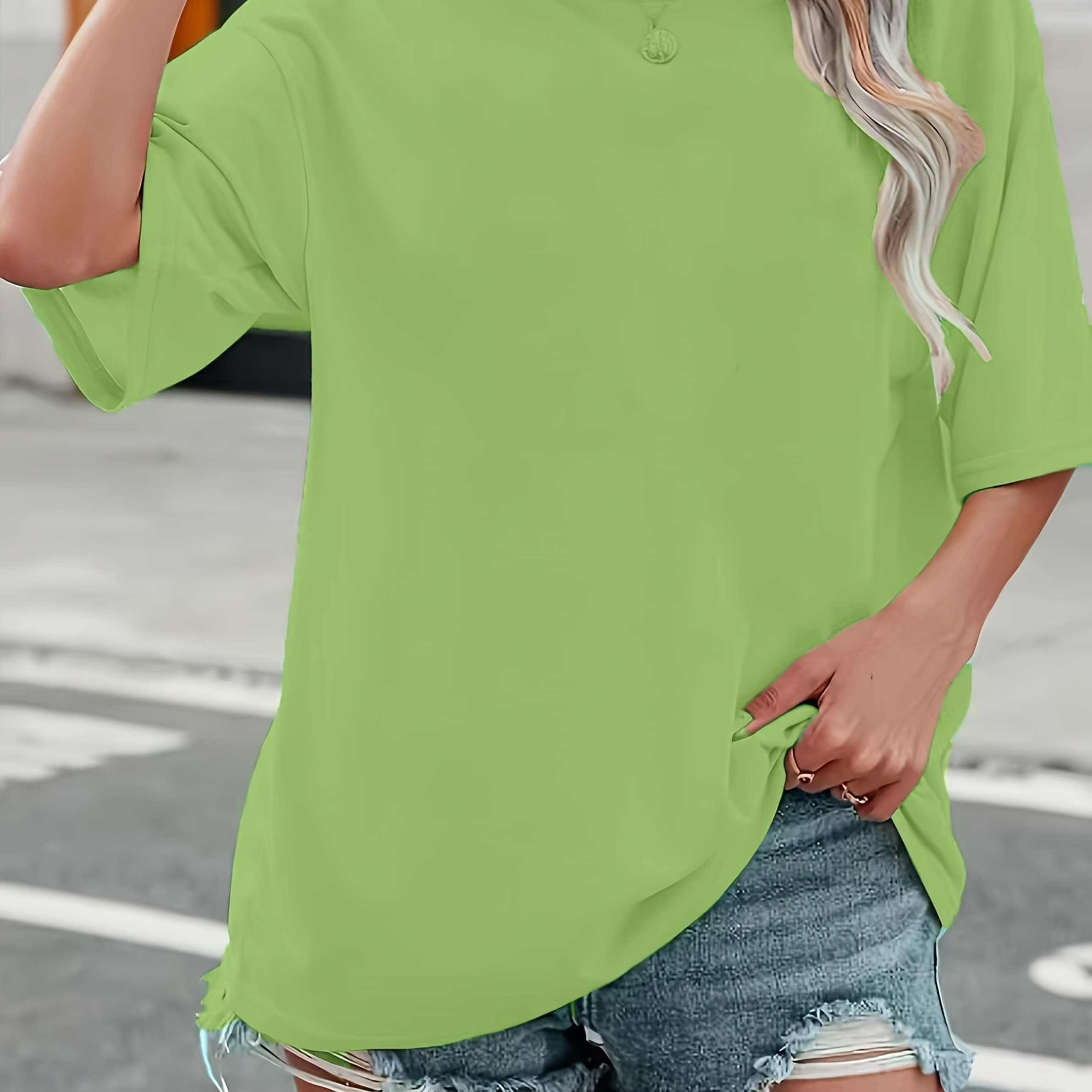 Plus Size - Plus Size - Women's Plus Size Solid Color T-shirt