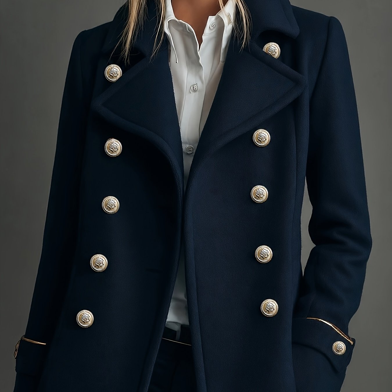 TEMU Dress Fashion Blazer Collar Coat Casual Women's Outerwear Women's Outerwear Solid Mid-length Women's Autumn Winter Easy Temperament Coat