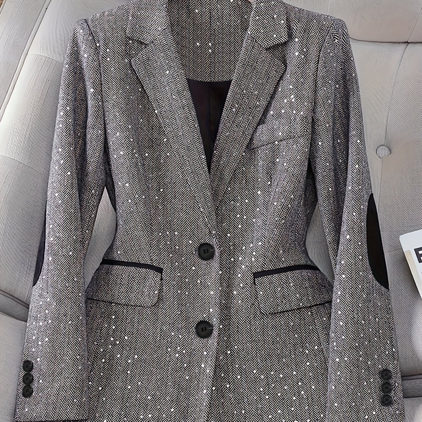 Image of Women's Spring/autumn New Arrival High-end Design Casual Slim-fit Blazer Jacket, Office Work Blazer Top, Gray