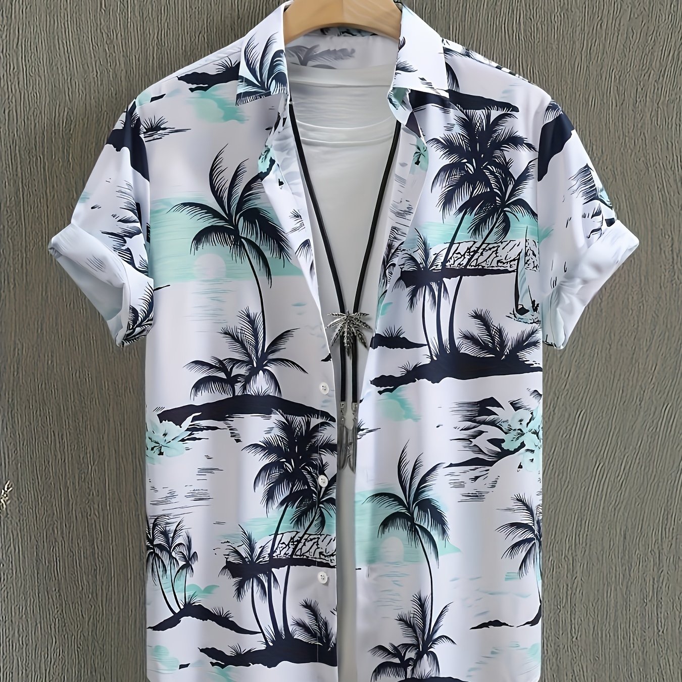 TEMU [printed Design - Not Textured] 2026 's Tropical Print Pattern Shirt, Fashionable Lightweight Beach Shirt With Tropical Animated Patterns,