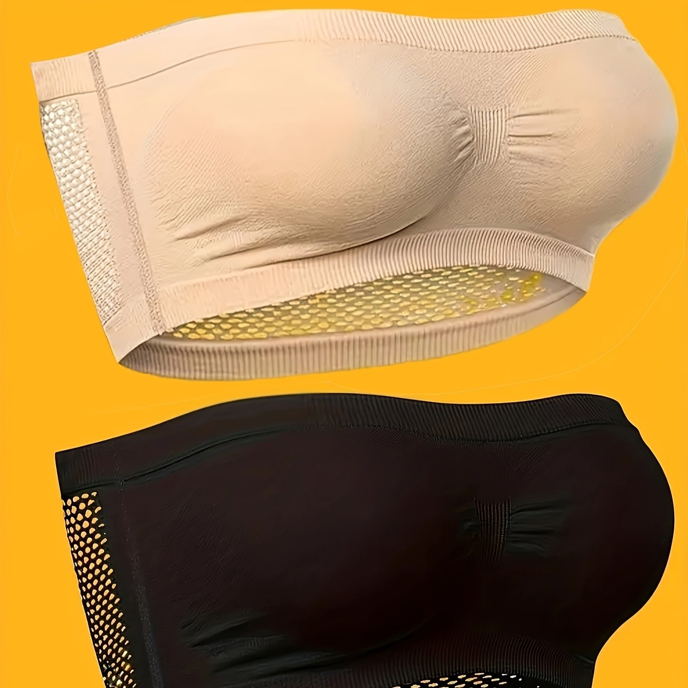 Image of 2pcs Women's High Bra, Fashionable Cut-out Design, Breathable Moisture-wicking Seamless Strapless Bra
