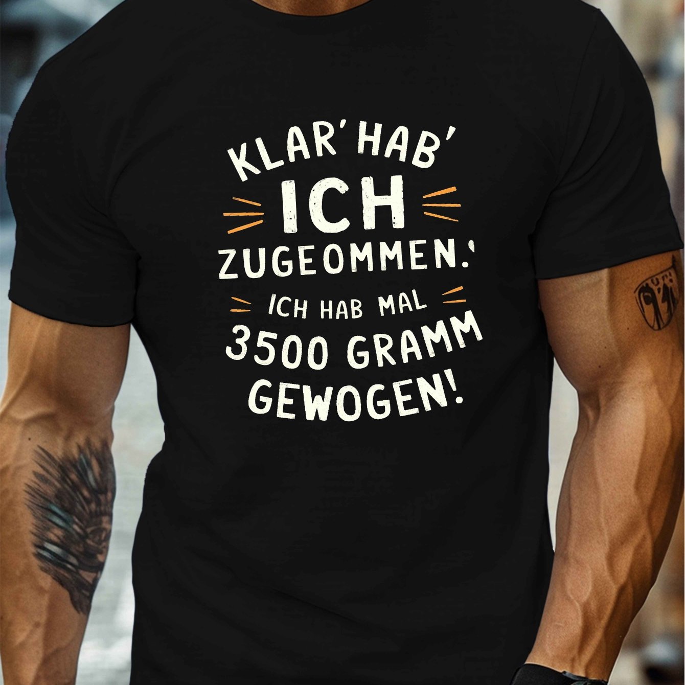 E-shop Natürlich habe ich zugenommen Illustration Herren Casual Rundhals Kurzarm T-Shirt für den Sommer, PLUS SIZE