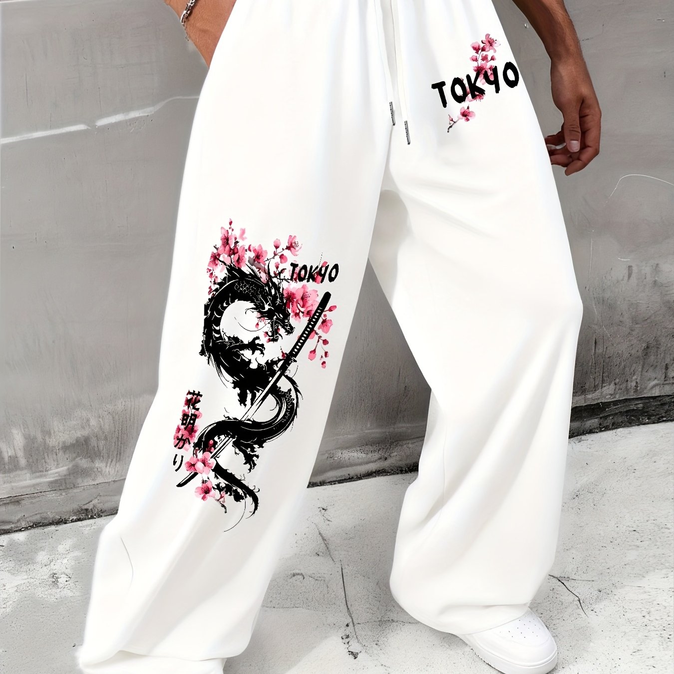 TEMU Men's Versatile Solid Color Drawstring Loose-fit Casual Sports Pants, Suitable For Outdoor And And Autumn