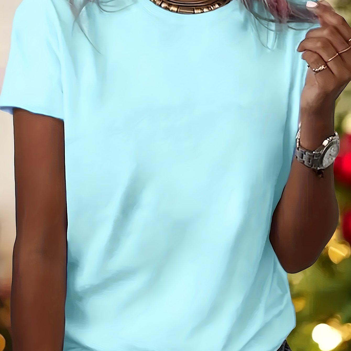 Round-neck Short-sleeved Easy Solid-color T-shirt