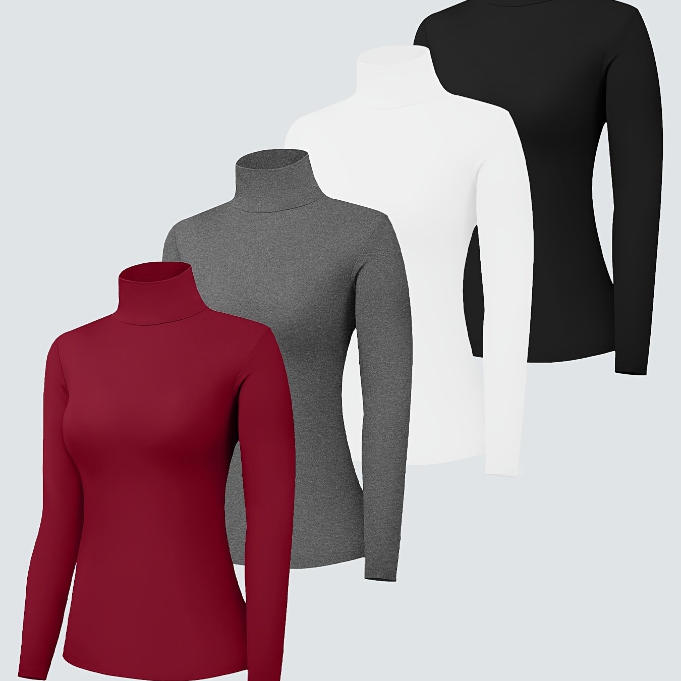 TEMU 4pcs Women's Turtle Neck Tops For Women Shirts Fall Fashion Turtleneck Undershirts