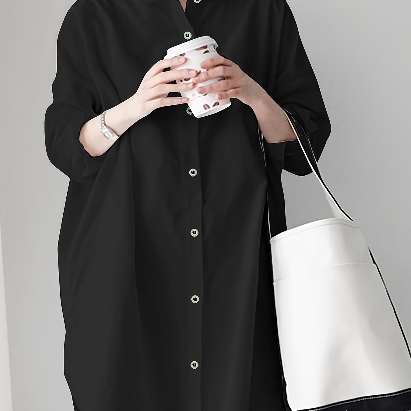 TEMU Chemise longue d'extérieur pour femmes, manches longues, coupe ample, décontractée et confortable