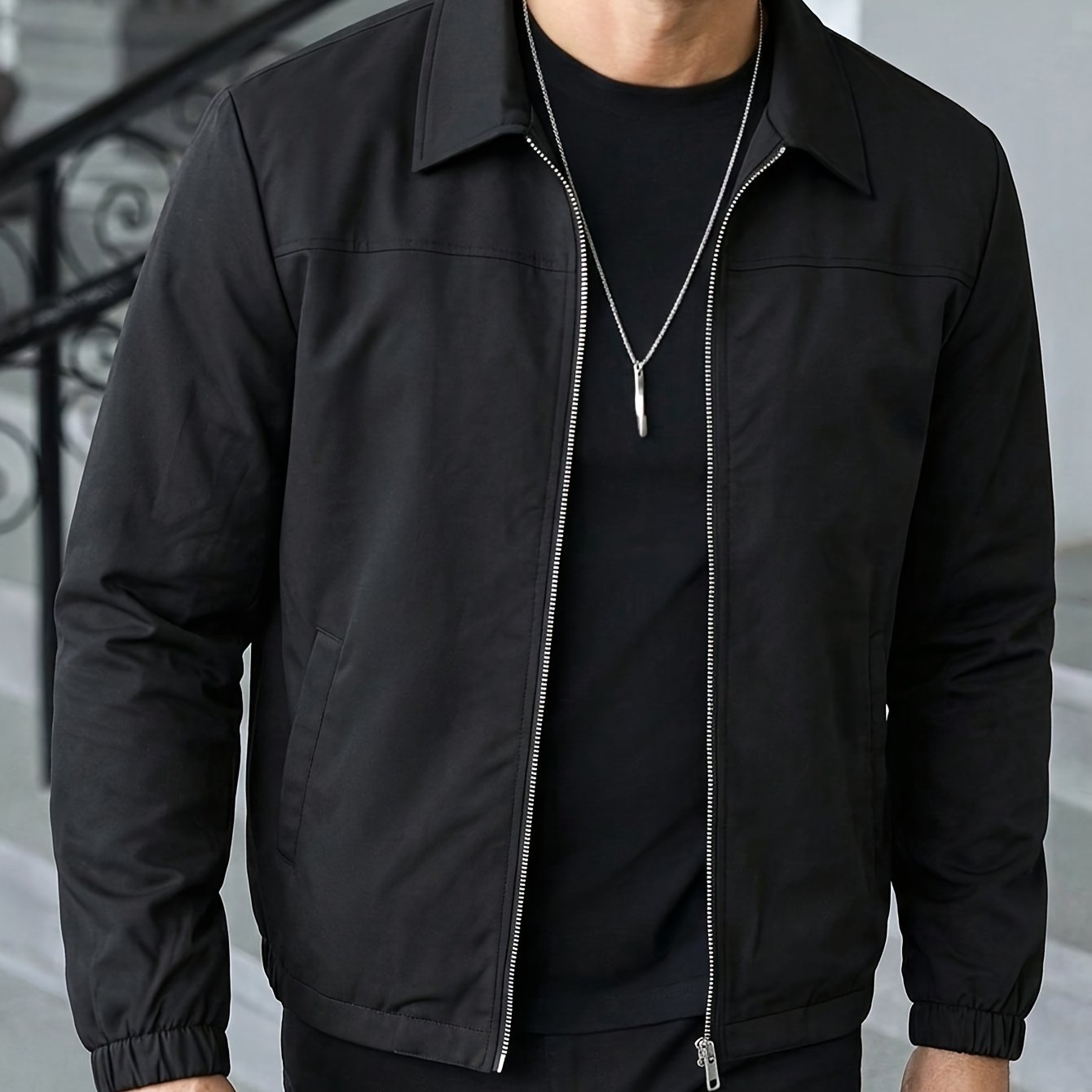 TEMU [ Obm] Men' Color Long Sleeve Lapel Jacket Top