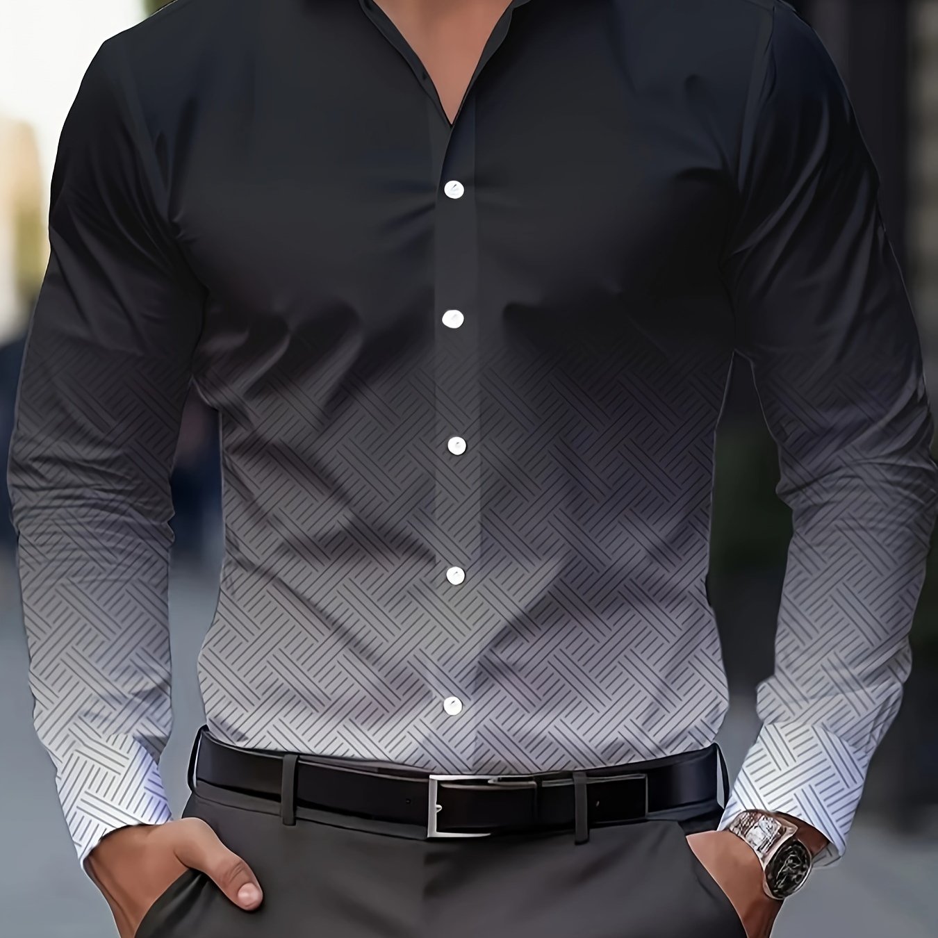 Men's Fashion Shirt, Spring/autumn Casual Breathable Button-up Long Sleeve Shirt