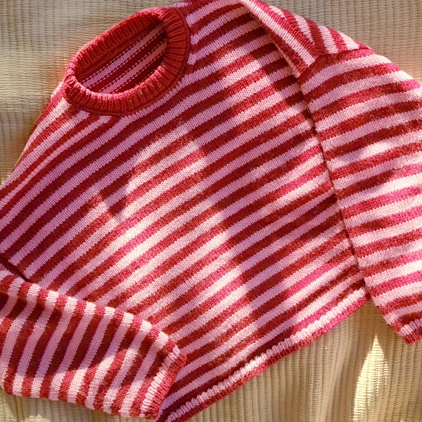 Elegant Women's Crew Neck Striped Sweater | , And Block, Pullover For Spring And Summer