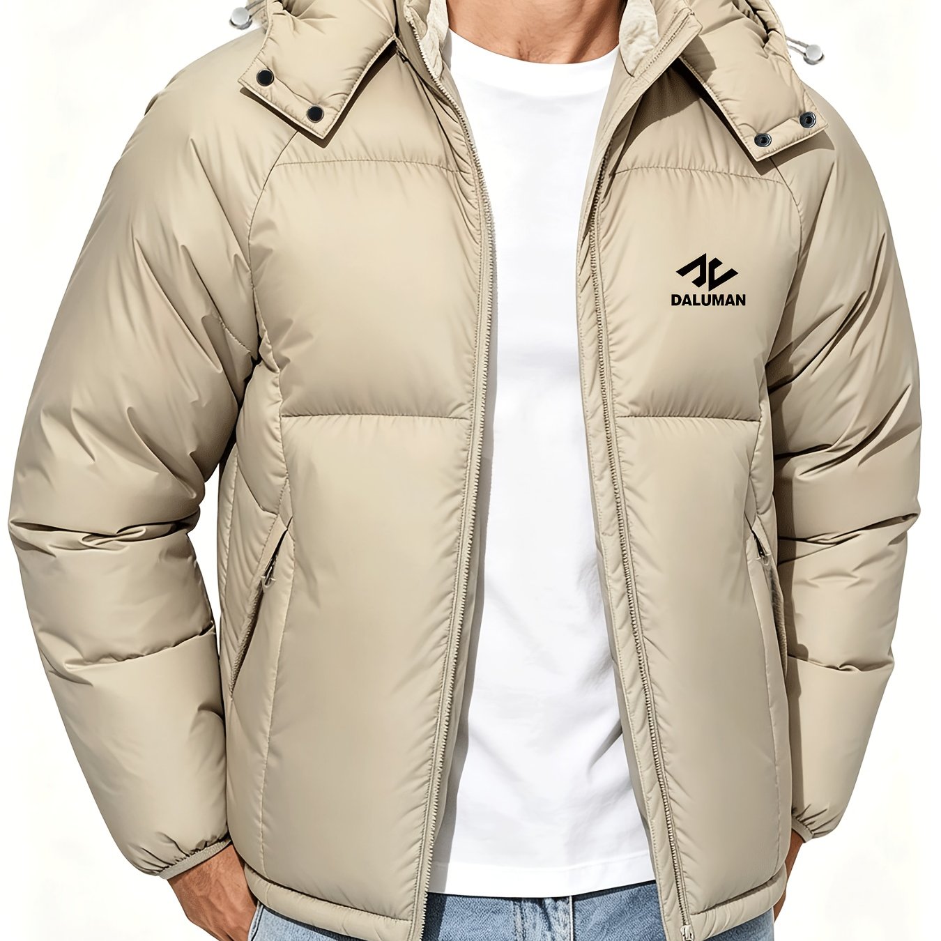 Men's Hooded Padded Jacket with Detachable Hood