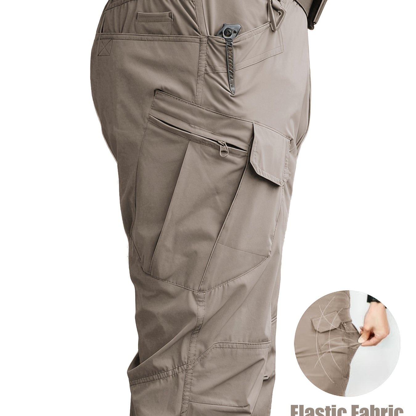 TEMU Pantalones cargo tácticos para hombre - Pantalones casuales elásticos con múltiples bolsillos, hechos de tejido , elástico y de secado rápido,
