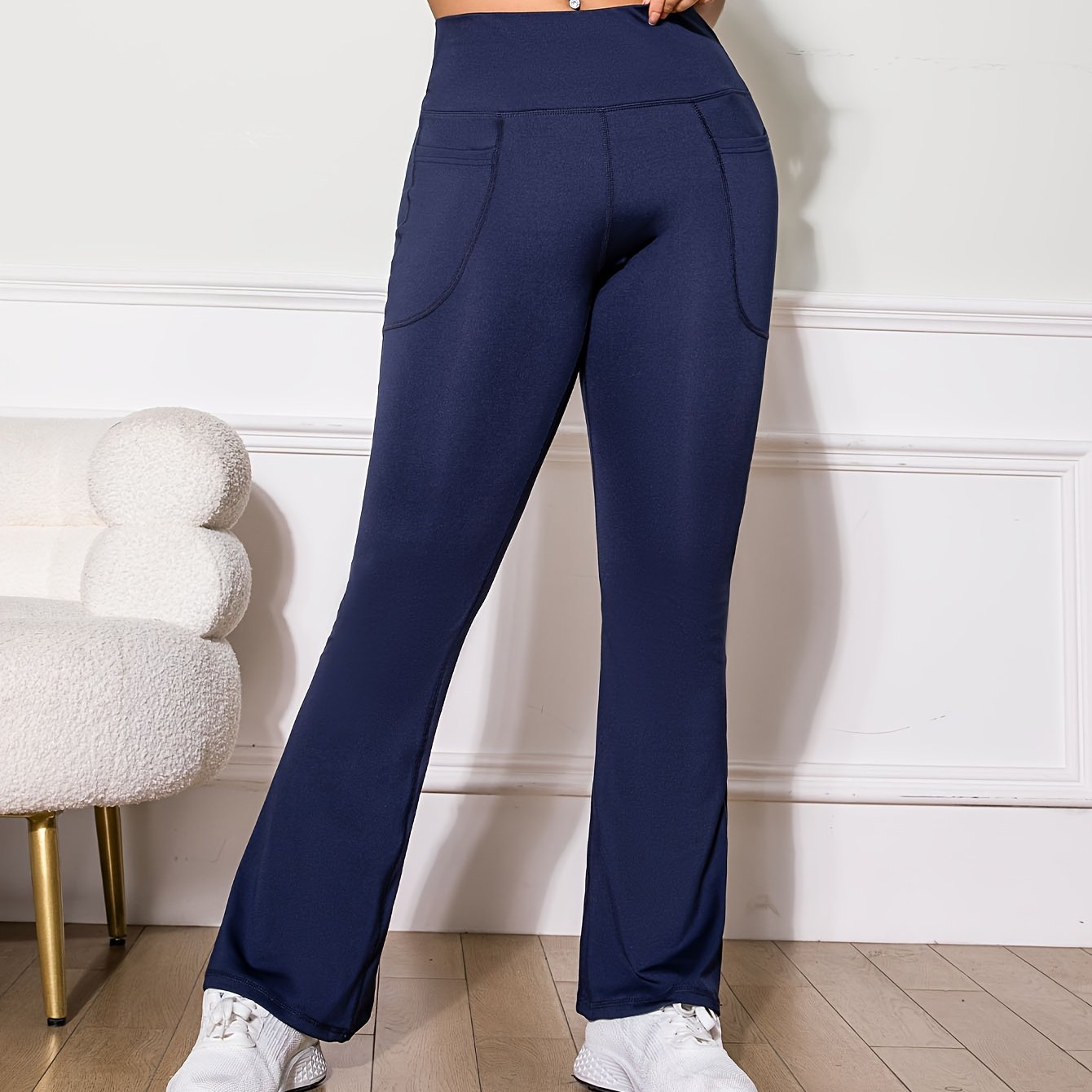 High Stretchy Soft Solid Sports Flare Pants Butt Lifting - Temu Austria