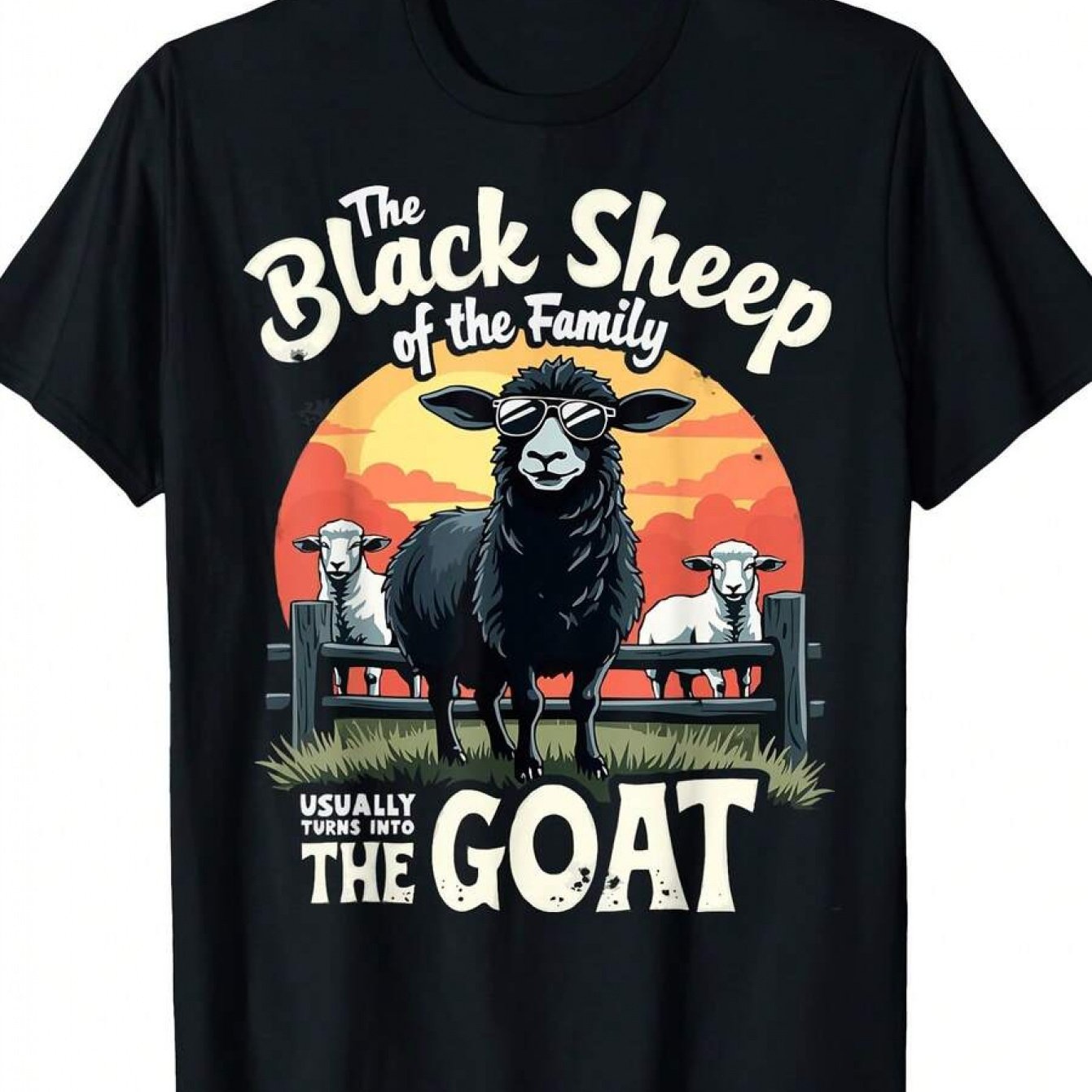 TEMU Outfits Plus Size[printed T-shirt] Goat Pattern T-shirt| Casual Round-neck T-shirt, Machine Washable