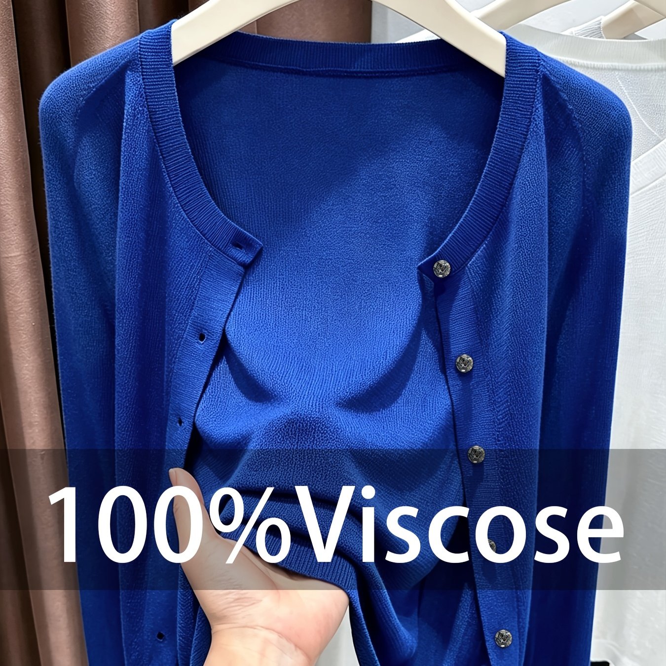 TEMU Women's New Cardigan, Easy Commuter Round Neck Single Button Fine Ribbed Hem Long Sleeve, Wear Versatile Top (size Runs Large)
