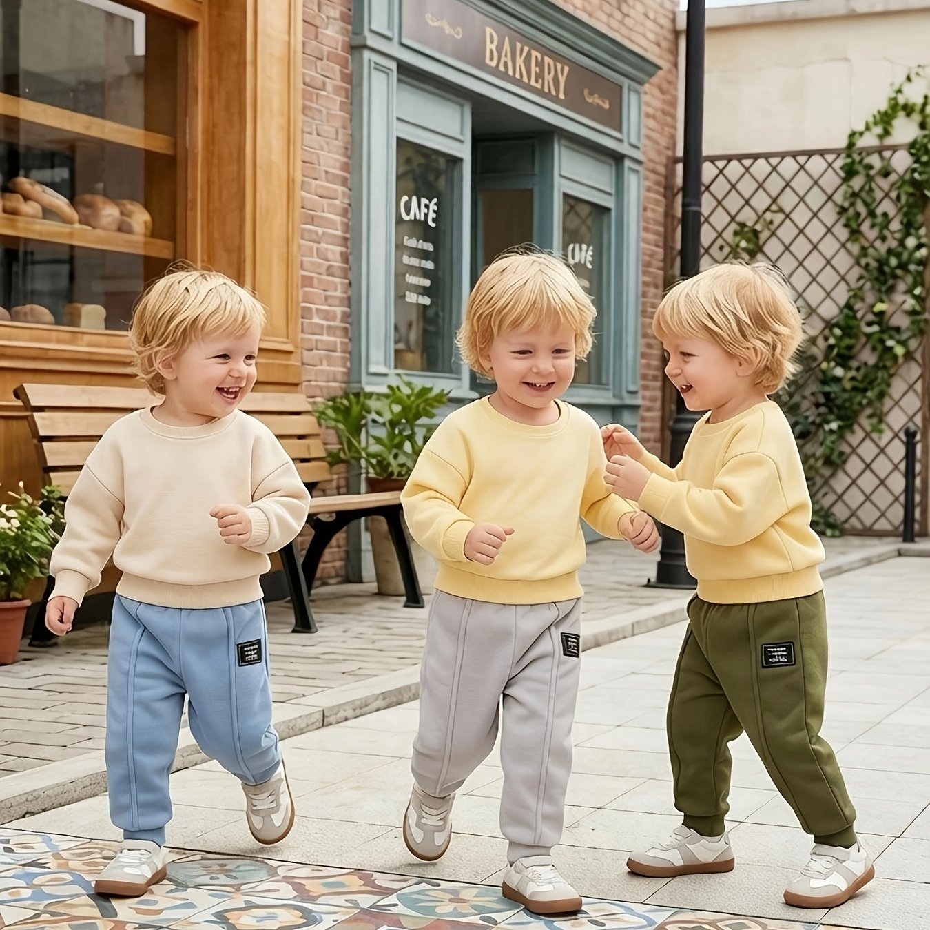 Image of Baby Boy Clothes 3pcs Set Of Pants, 0-3 Years Old Baby Fleece Long Single Pants, Solid Color Casual Trousers, Suitable For Autumn Winter Comfortable Outdoor Sports, For Outdoor