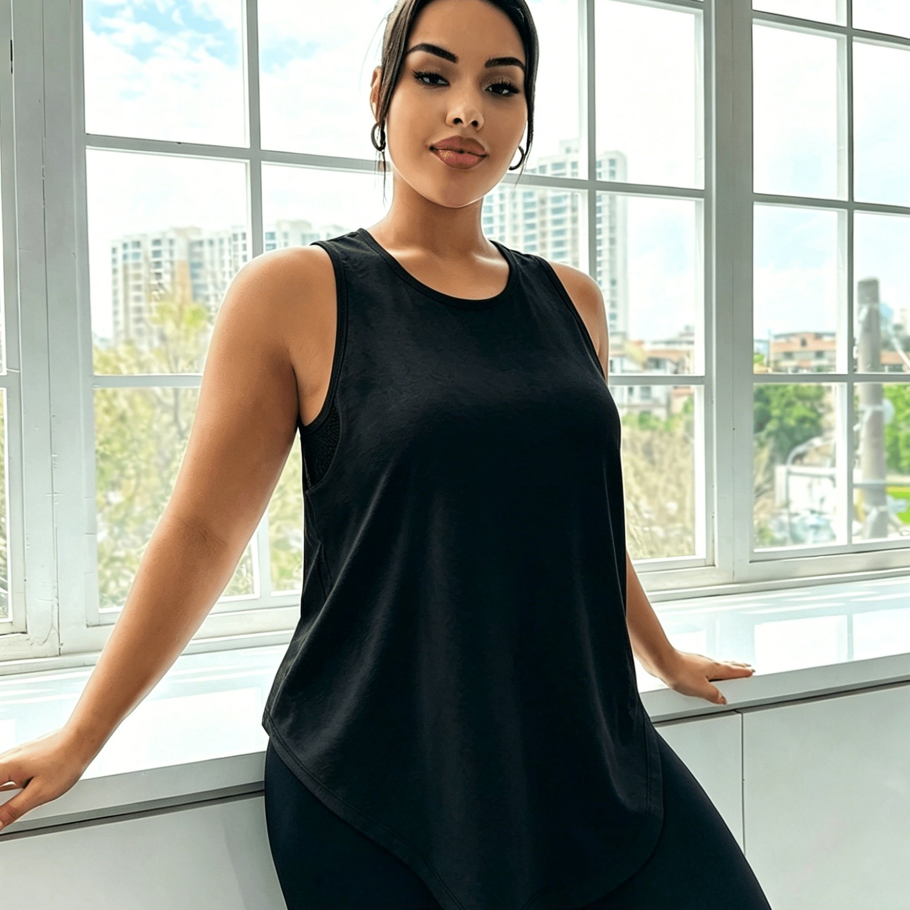 Large Size Solid Color Sleeveless Round Neck Vest, Mesh Splicing Breathable Sports Vest, Summer Casual Fashion Irregular Vest, Suitable For Daily Wear