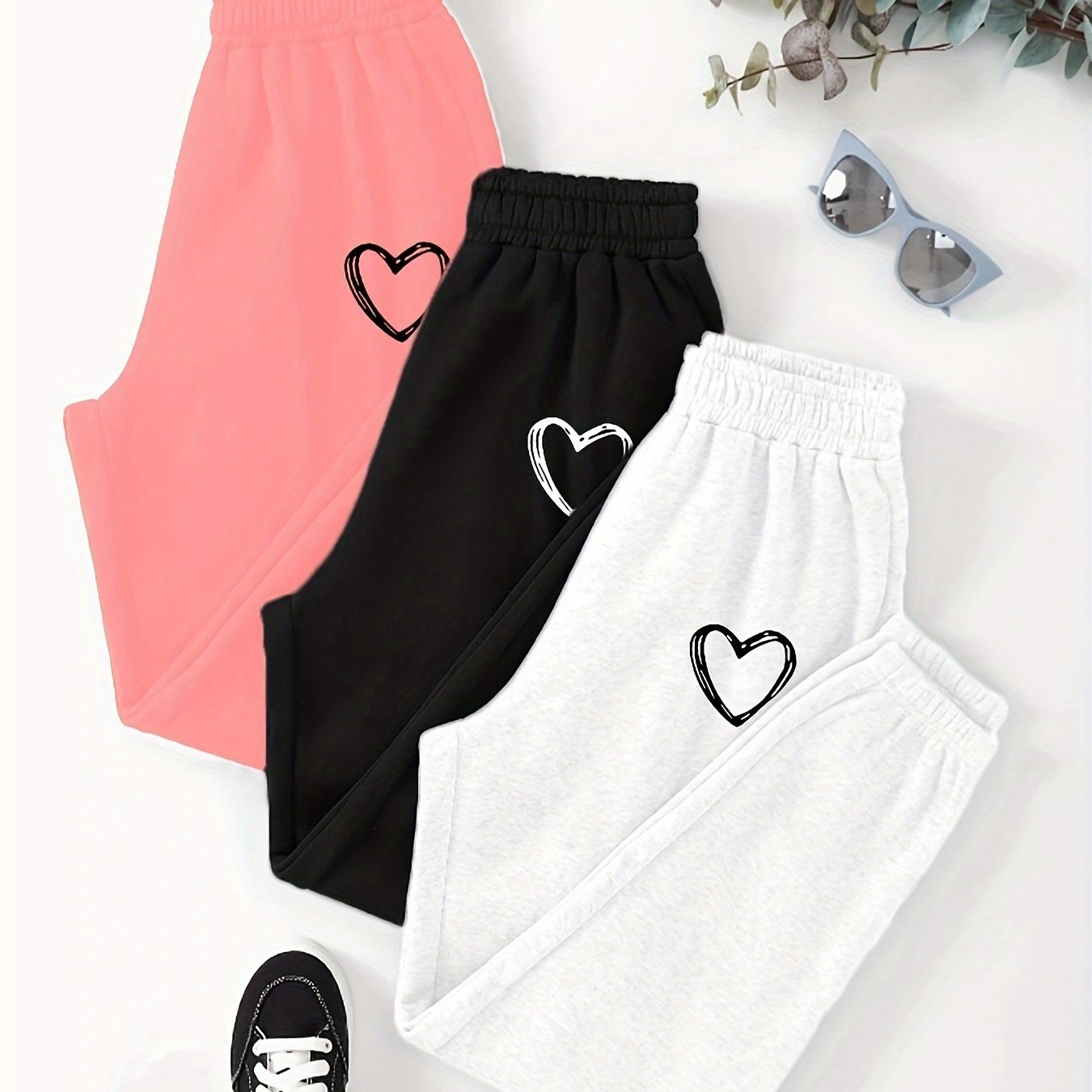 TEMU [Otoño e invierno] Paquete de 3 pantalones de chándal estampados de moda casual para mujer