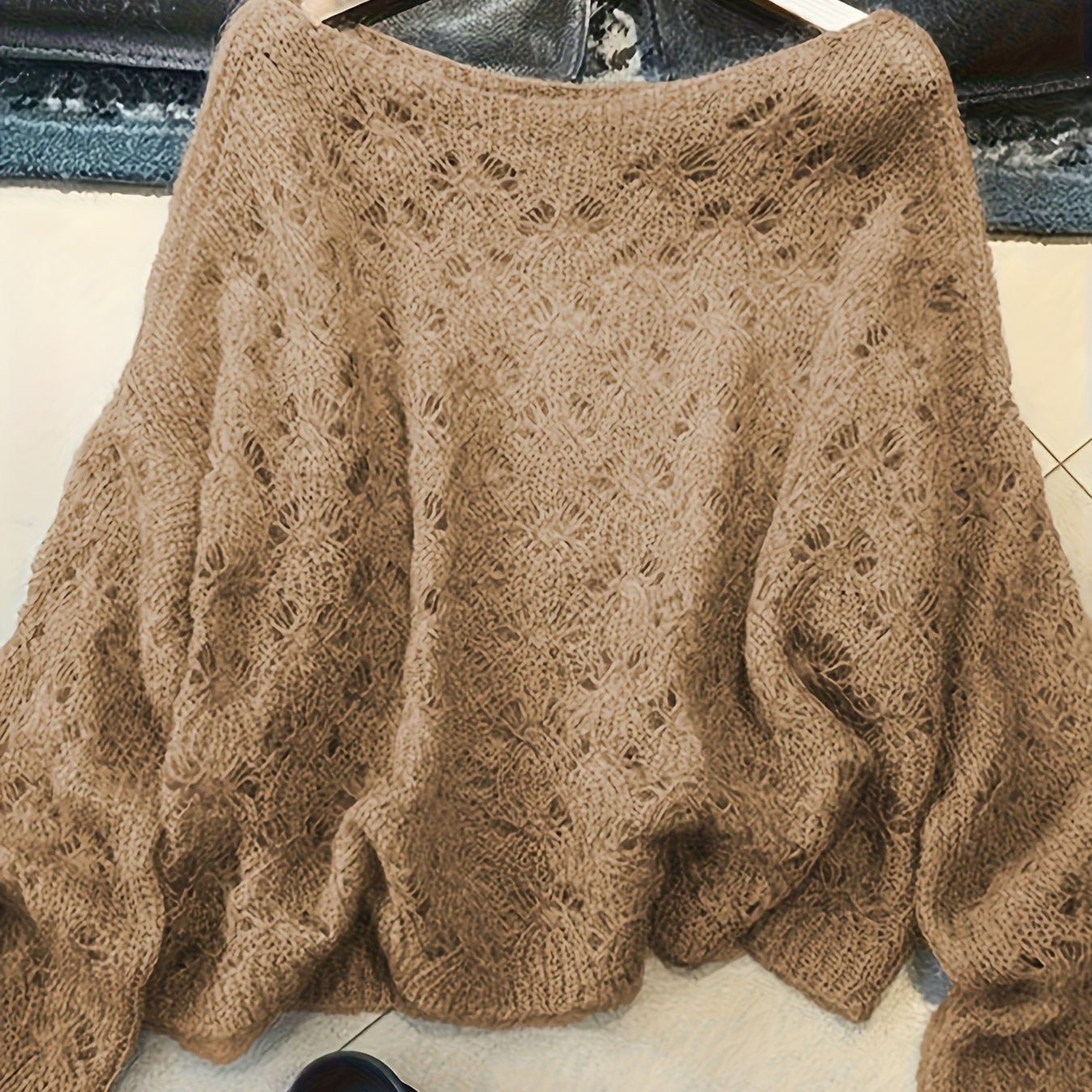 TEMU Women's And Lazy Hollow-out High-end Thin Loose Pullover Top, Versatile And Age-reducing