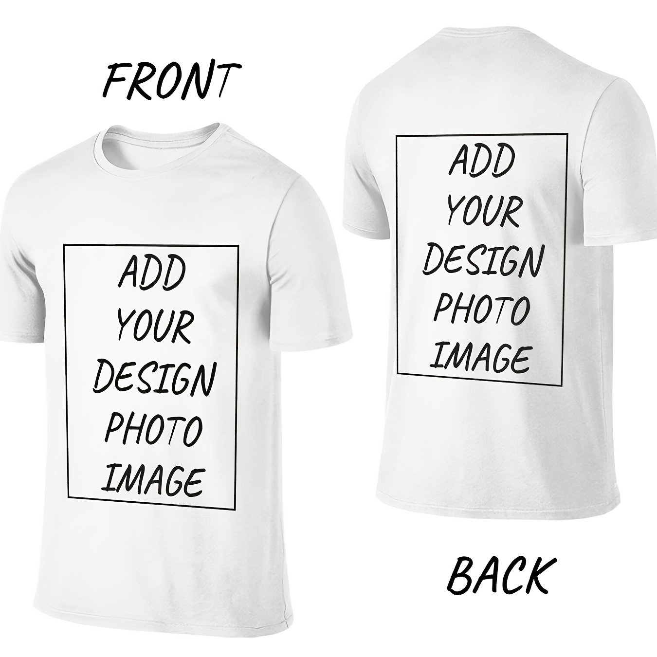 TEMU Custom Women's T-shirt Personalized Double Sided Print Tee Pure Tshirt - Add Your Image - Men Women Adult Unisex Size - Solid Crew Neck Short