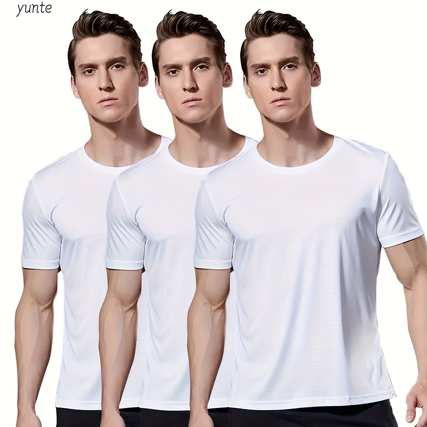 E-shop 3er-Set Herren Ultra-Leichte Weiße T-Shirts - Schnelltrocknend, Atmungsaktiv & Schweißableitend für Fitnessstudio, Laufen & Fitness | Bequeme