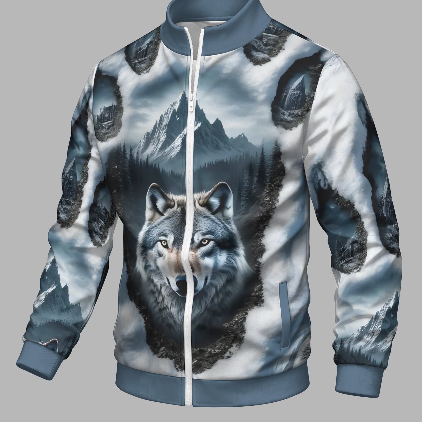 TEMU Men's Novelty Fall Winter Long Sleeve Zip-up Sports Jacket, Print, Collar Zip Casual Athletic Top, Teenager Men's Birthday Holiday Surprise Gift