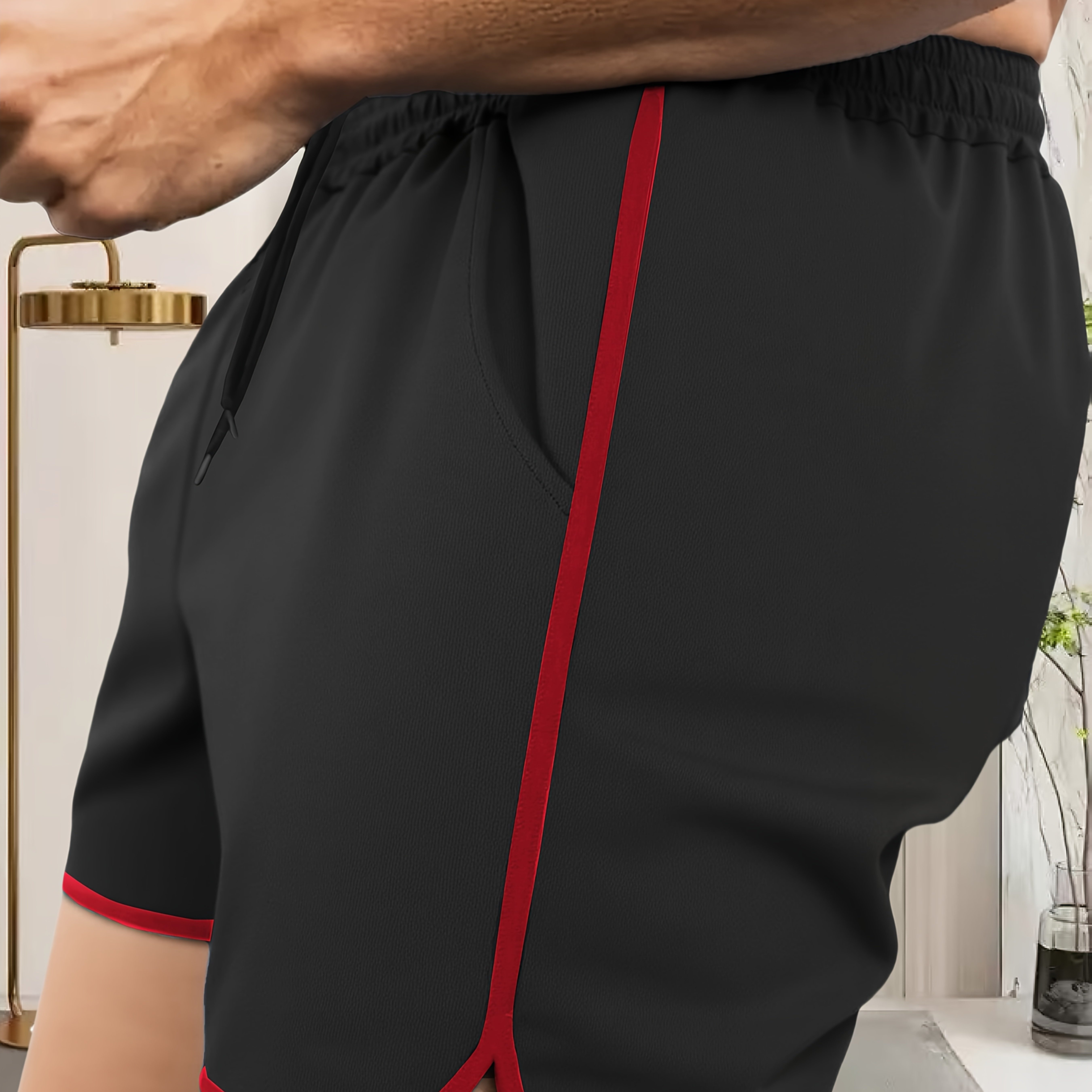 TEMU Men's Breathable Mesh Sports Shorts, Gym, Running, Beach, And Swimming Shorts With Pockets