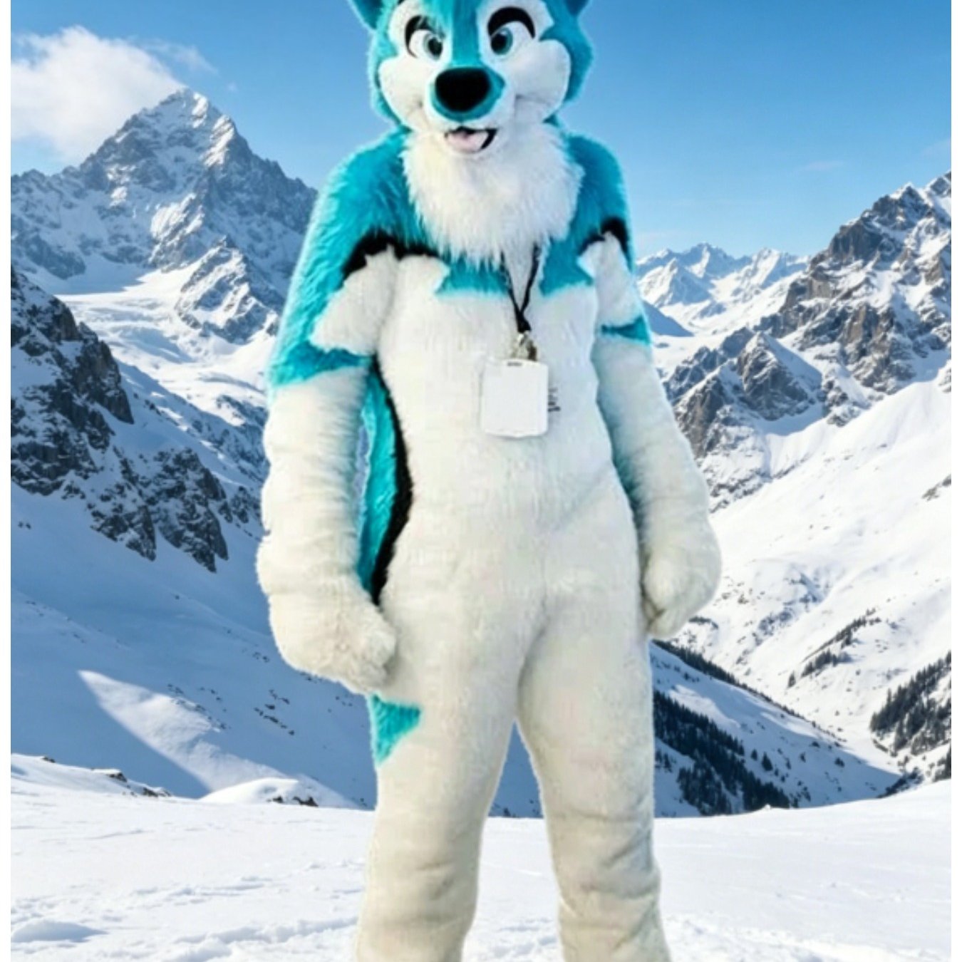 TEMU White Blue Husky Mascot Halloween Costume Adult Size Carnival Adult Dress Fancy