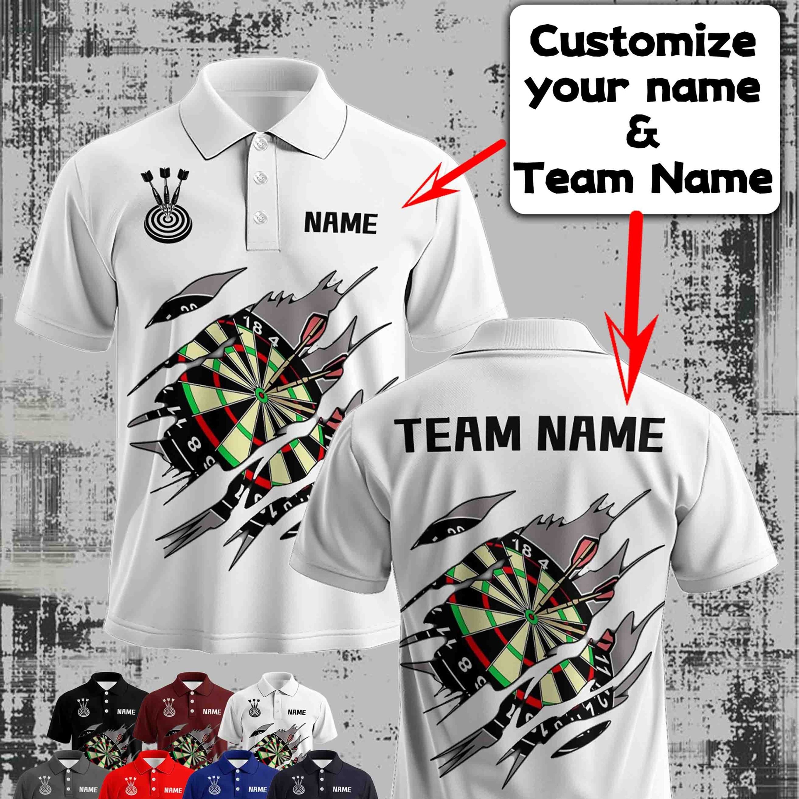 TEMU Customized Darts 's Shirt, Supports Printing Of Name And Team Name, Fashionable Style, Breathable And Quick-drying Fabric, Short-sleeved Lapel