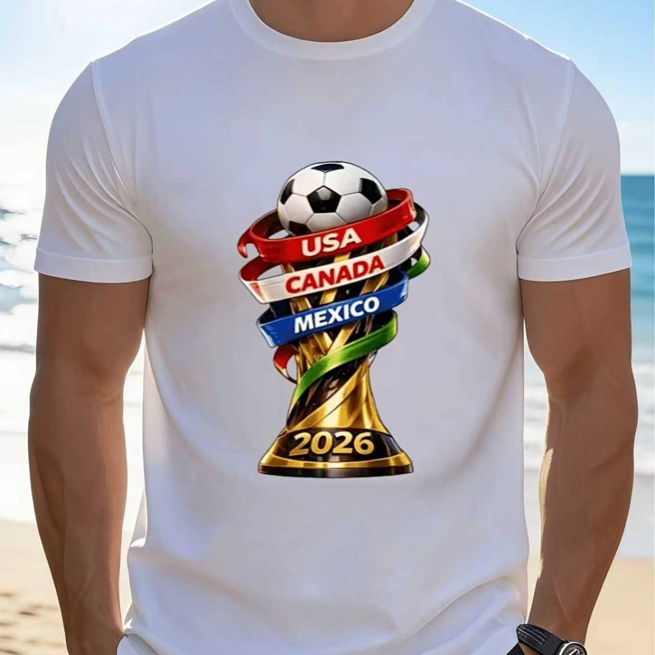 TEMU Latest Men's Soccer-themed T-shirt Featuring Soccer Graphics, Made From 180g Polyester- Fabric. A Creative Gift Designed For Fans In Countries,