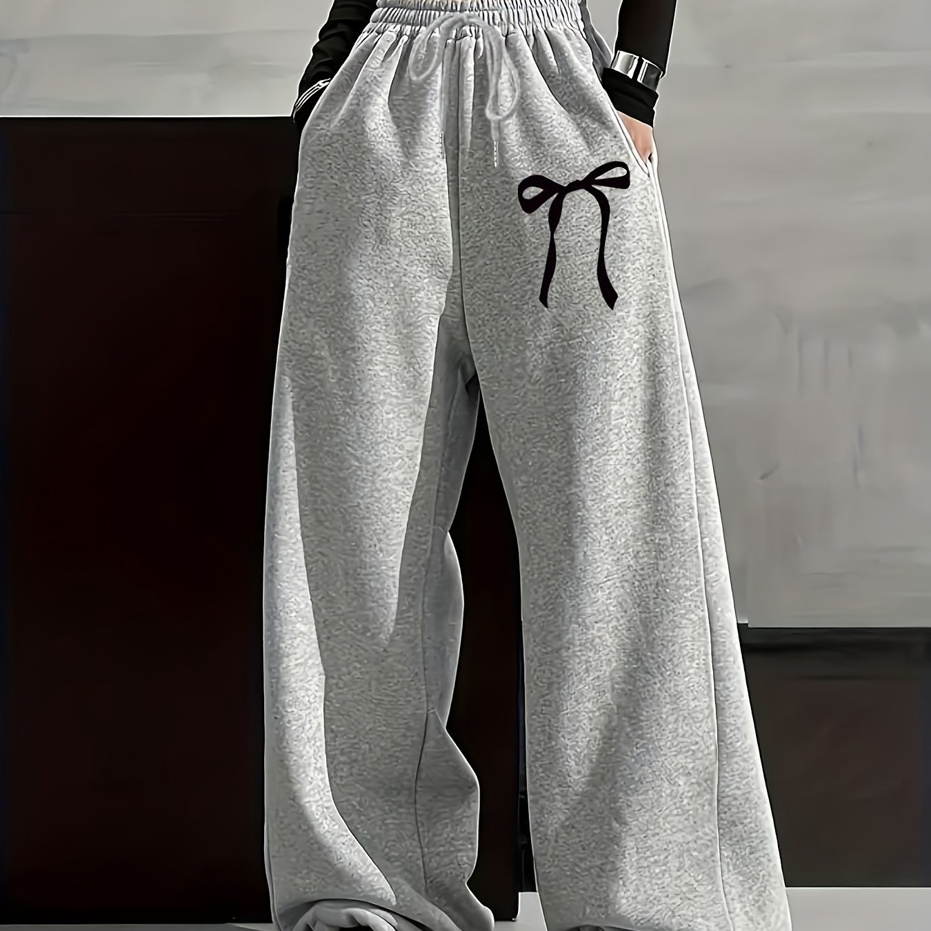 TEMU Autumn And Casual Women's Fleece Trousers, Monochrome Tunic Pants, Casual Loose Sweatpants, Women's Fashion