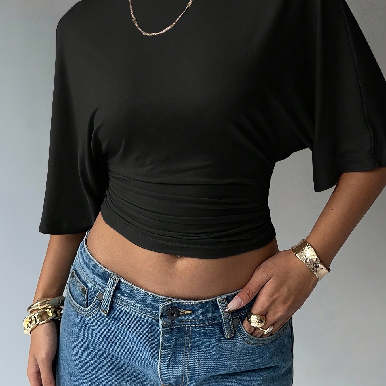 TEMU Women' Color Summer Round Neck Slim Fit Casual Sport T-shirt, Versatile Short Sleeve Top