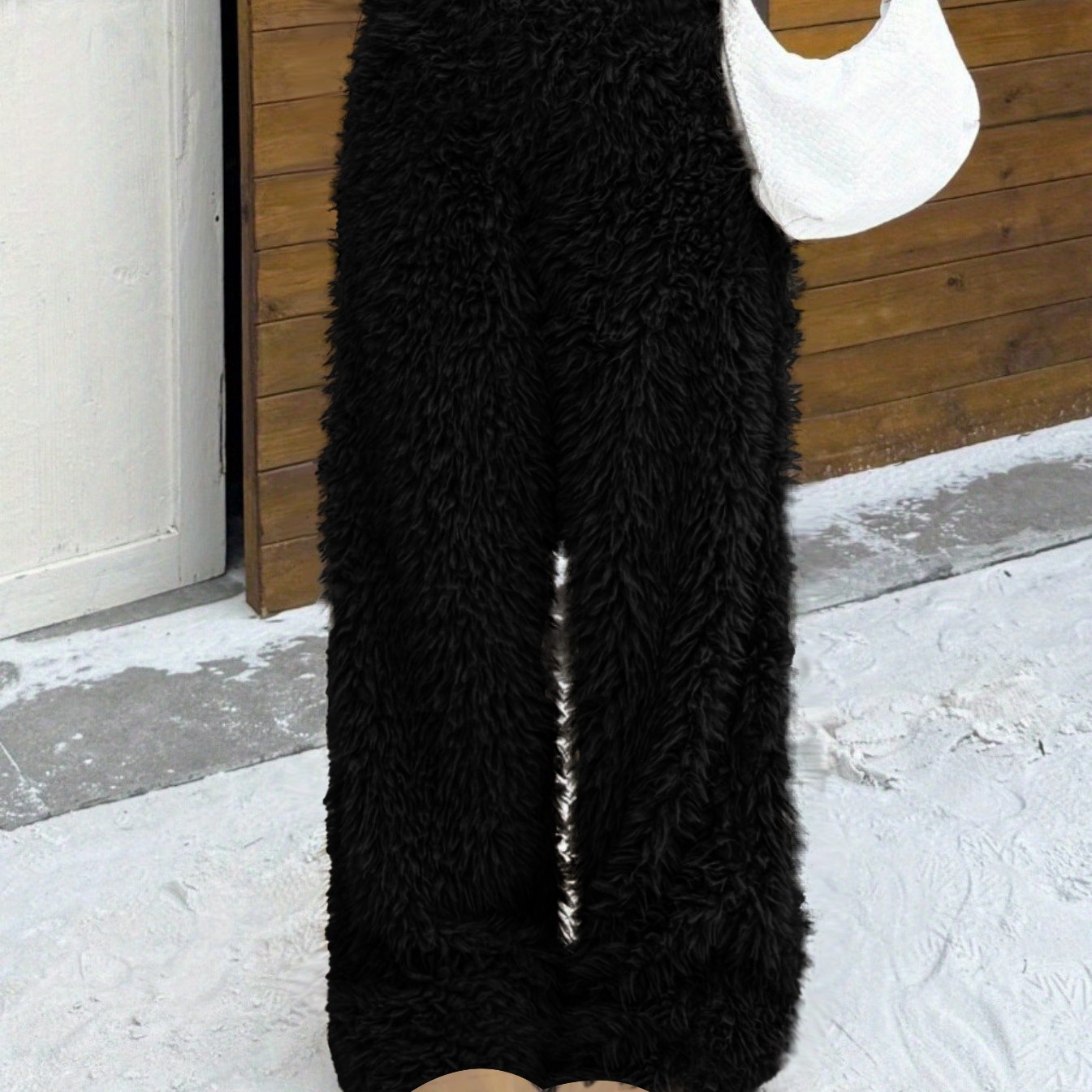 TEMU Y2K Pantaloni da donna minimalisti , in peluche, , , per l' e l'inverno, per la casa, Y2K casual, soffici, a larga