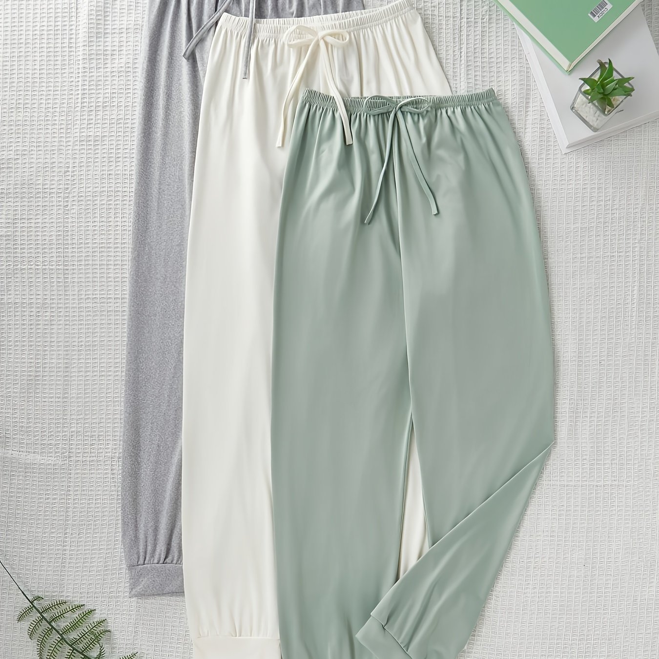 TEMU 3pcs/set Women Casual Elastic Waist Cozy Pants, Solid Colors, Fall Winter Clothes