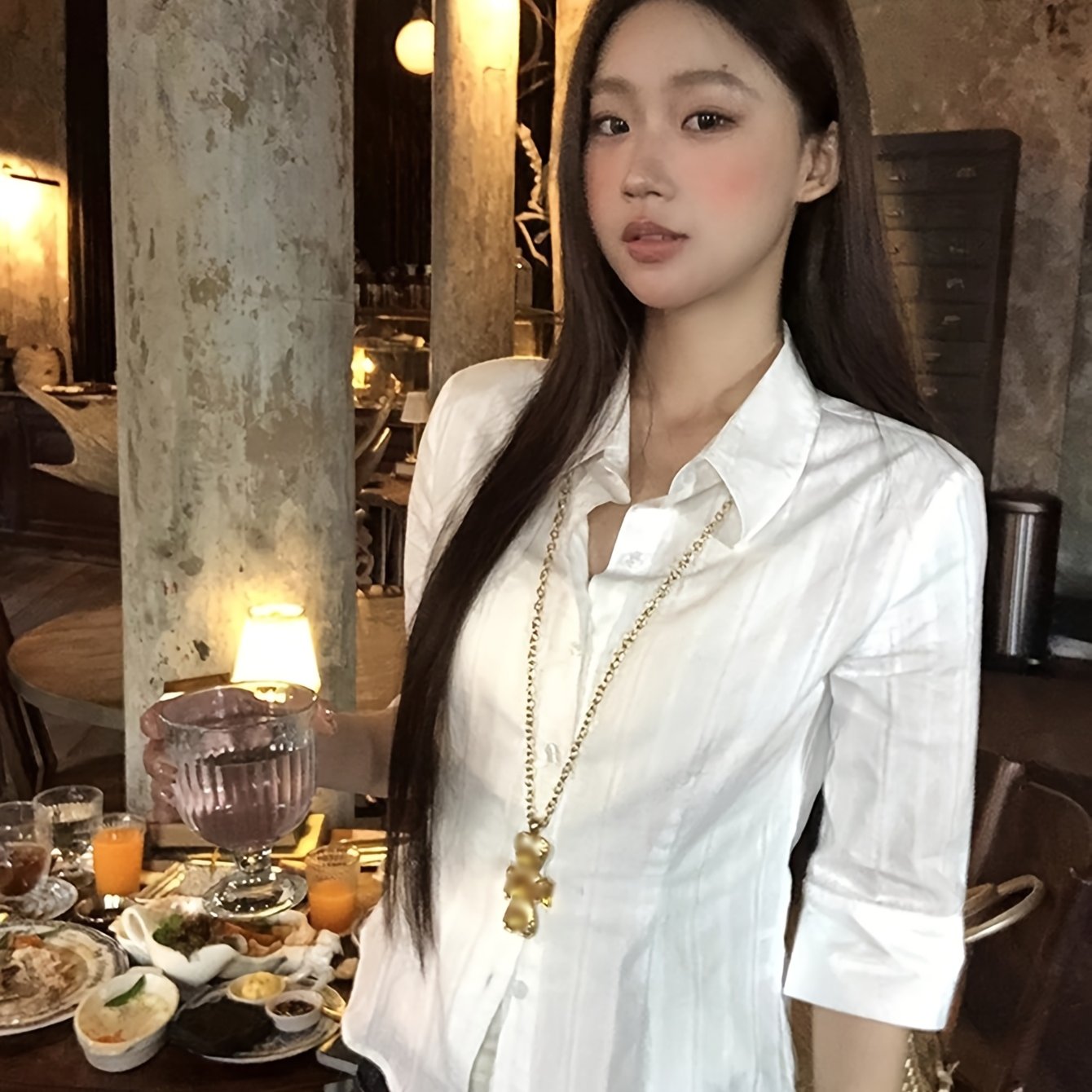 TEMU And Summer Solid Color Long-sleeve Shirt With A Lapel And Single-breasted Design, Offering A Luxurious Feel And Charm, Versatile Women's Fashion