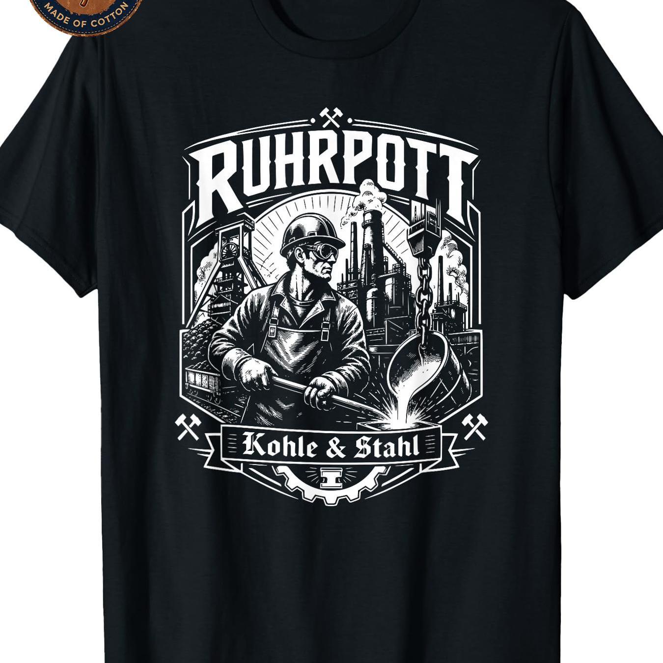 Image of Men's T-shirt Unisex Cotton Coal Steel Industrial Worker Graphic T Shirt Casual Breathable Streetwear Summer Short Sleeve Tee Printed Sided Fit Attire Washable Wearing Concert Daily Family Round