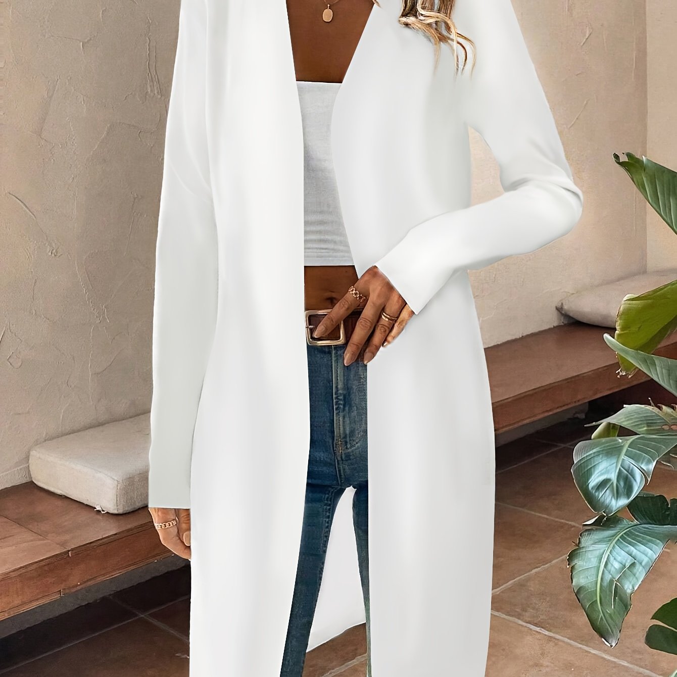 TEMU Cardigan Mid-length Spring Summer Autumn Top Women's Casual Versatile Elegant Party Holiday Festive Jacket
