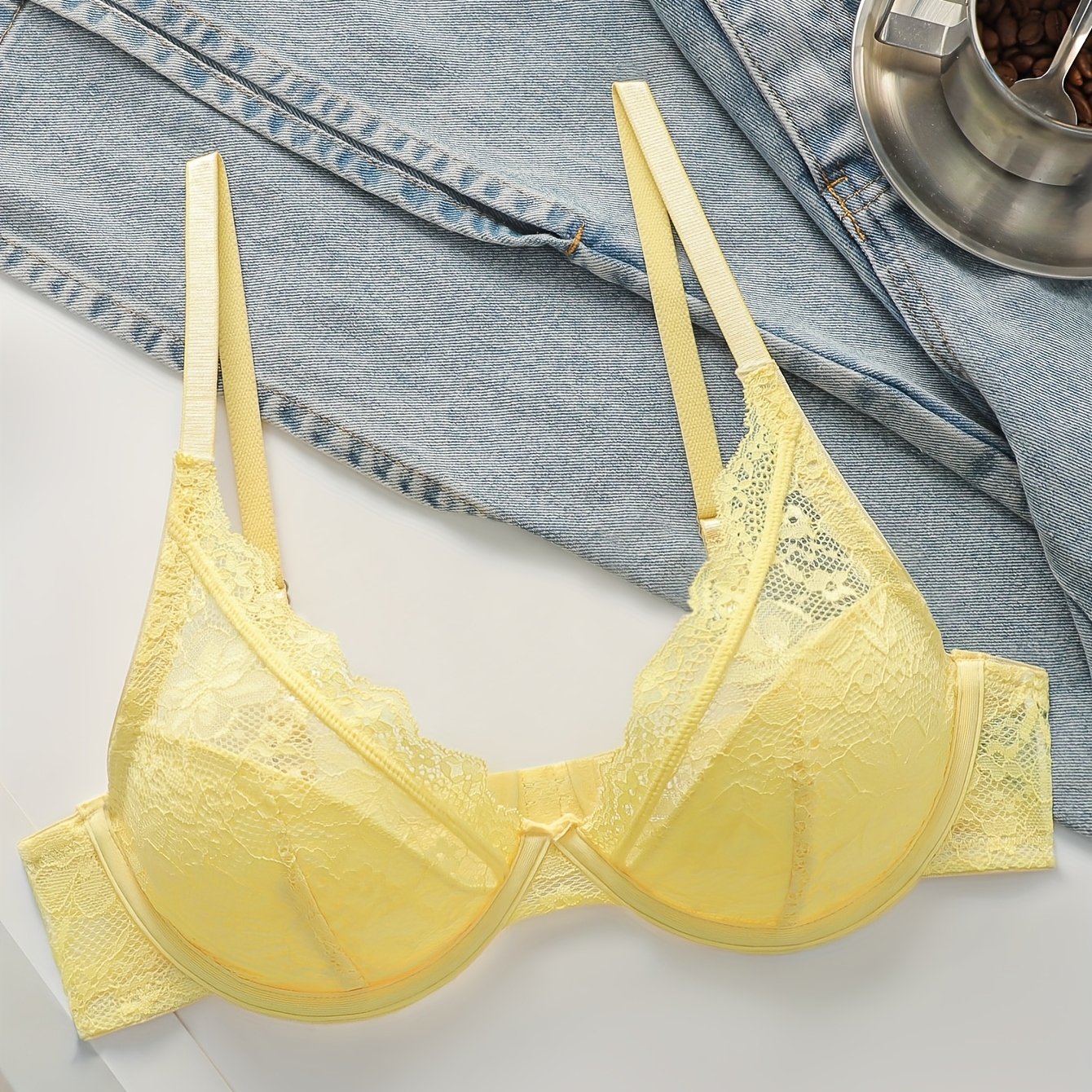 Image of A Single Piece Of Sexy Lace Bra With Steel Rings For Support, Ultra-thin And Breathable, Without Sponge