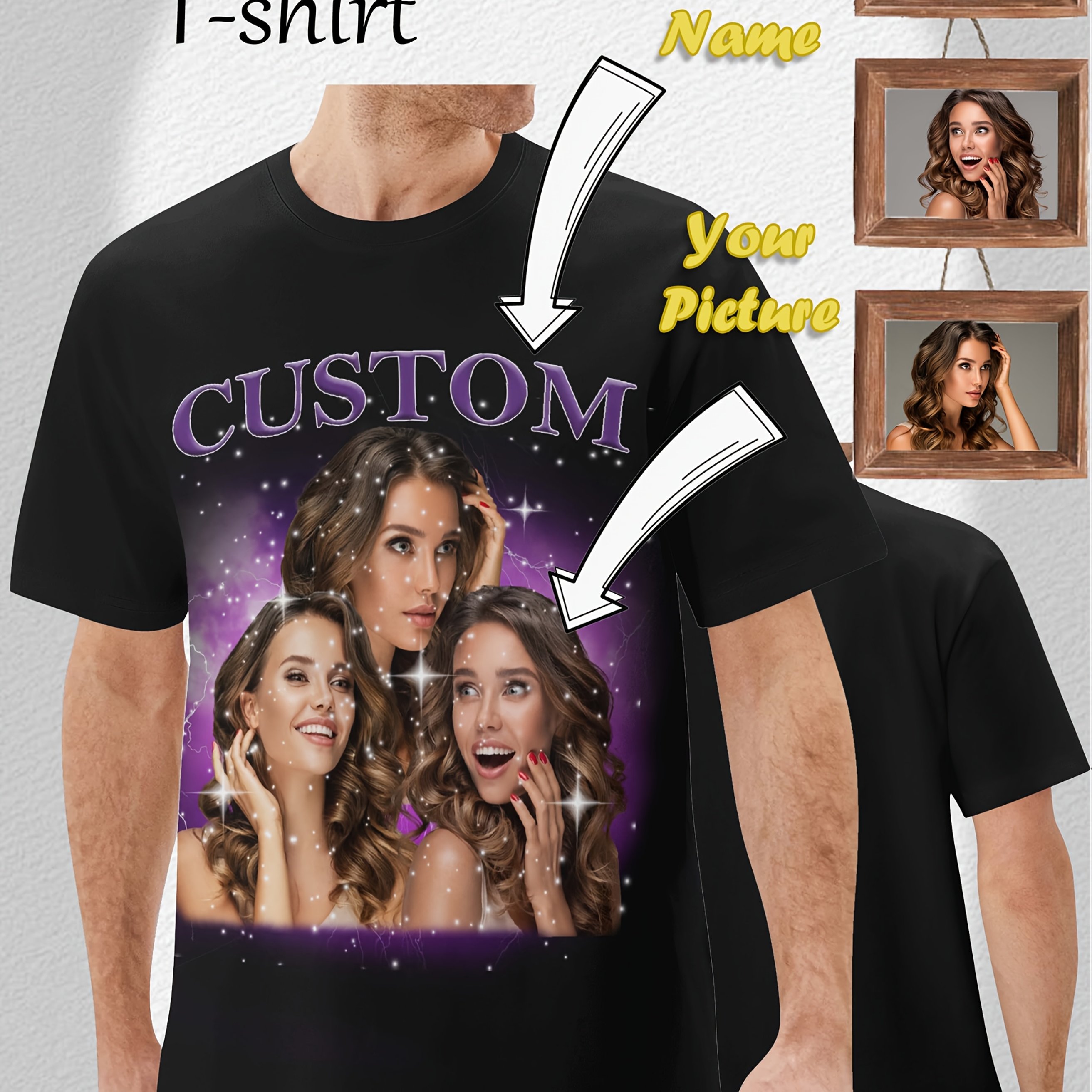 TEMU Customized Large Size Men's Round Neck T-shirt, Customized 3d Printing, Casual And Fashionable Men's Clothing Suitable For Various Occasions And