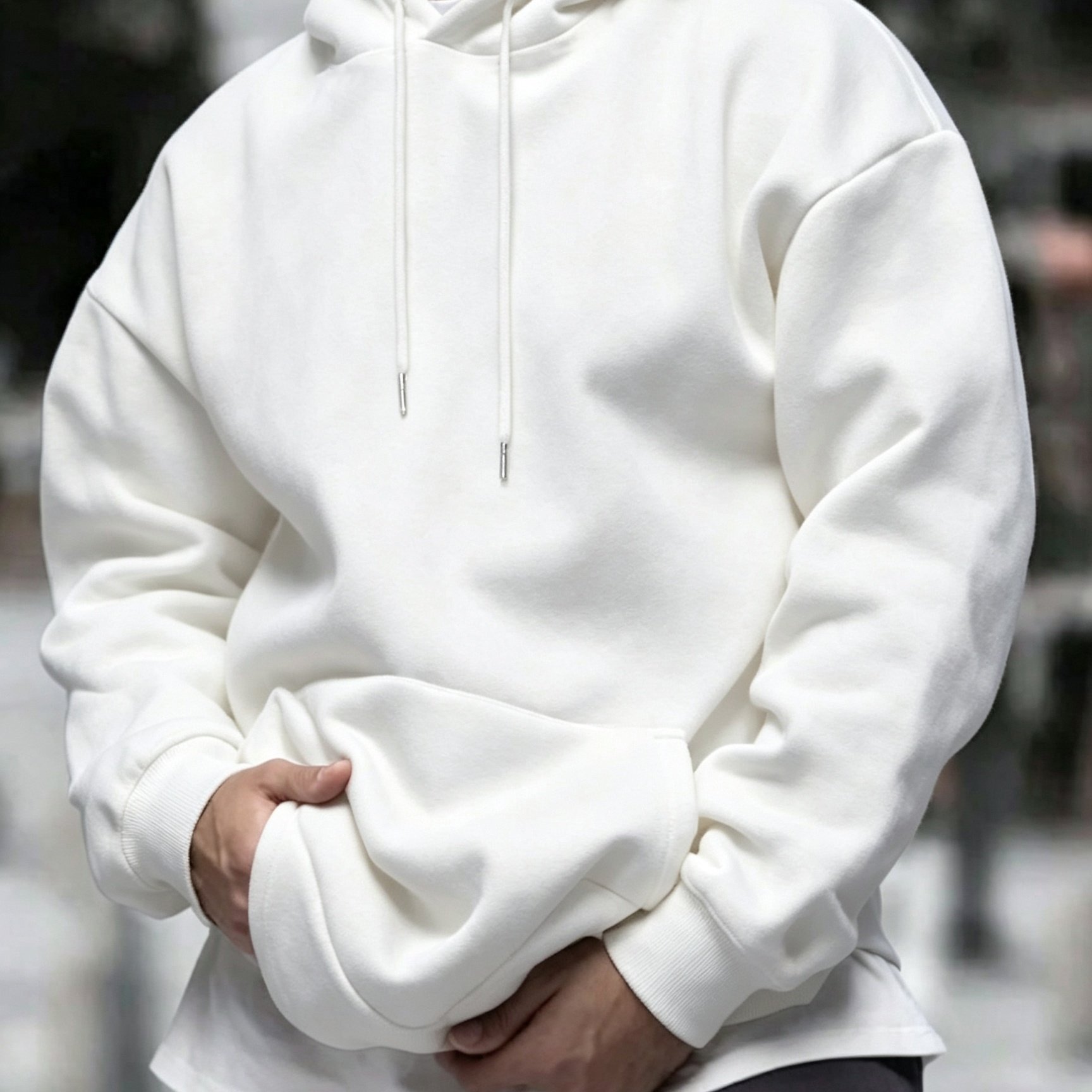 TEMU Men's Autumn And Winter Solid Color Casual Hooded Sweatshirt, Long Sleeve Top For Back To