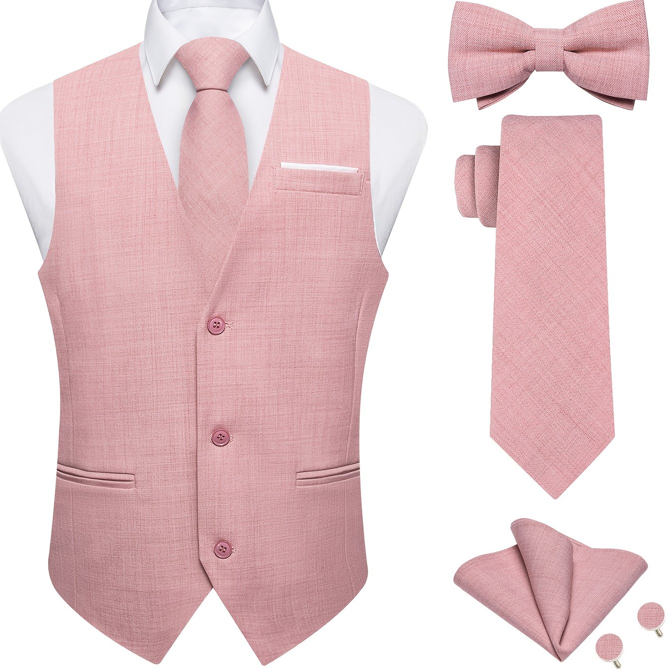 Stylish Solid Color Suit Vests For Men, Ideal For Formal And Semi-formal Occasions, Perfect For Matching With Suits And Tuxedos