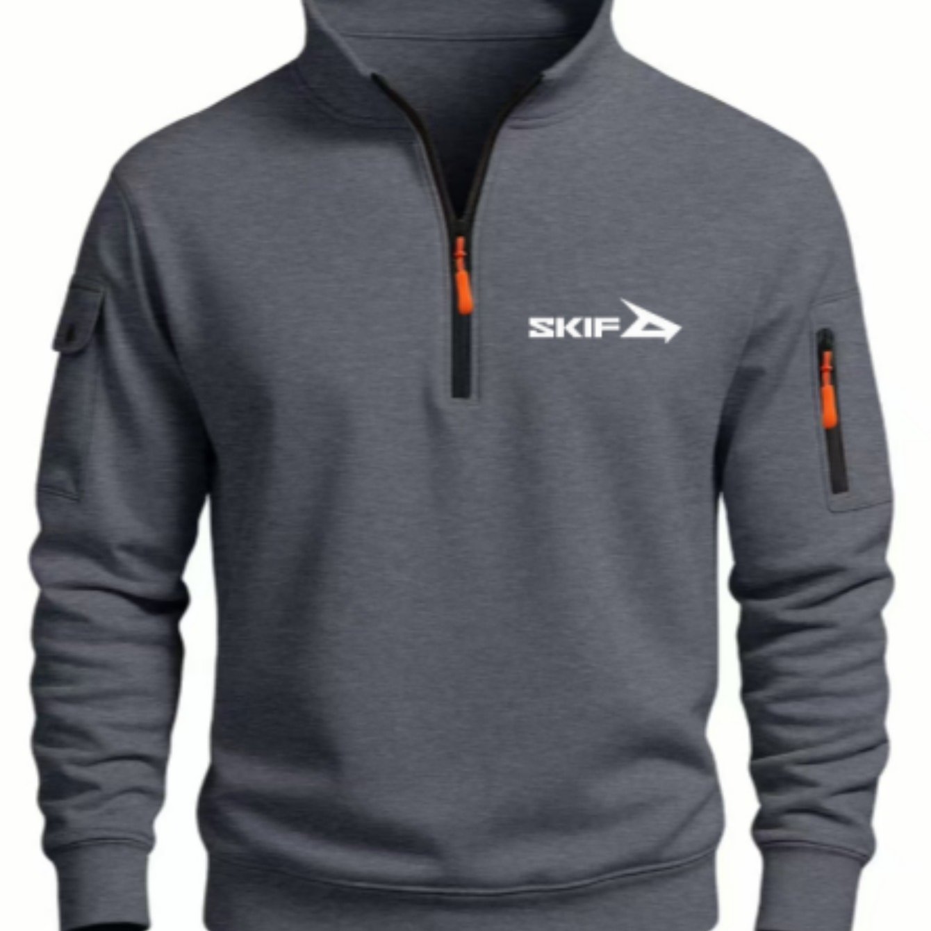 TEMU 's Fashion Half-zip Sweatshirt Autumn And Winter Men's Fashion Casual Collar Slim Sweatshirt Chest