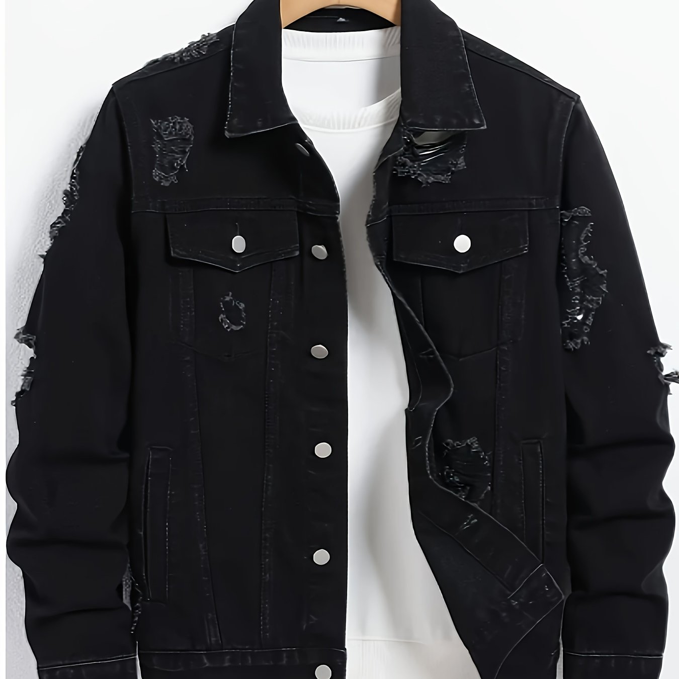 Men's Casual Ripped Denim Jacket