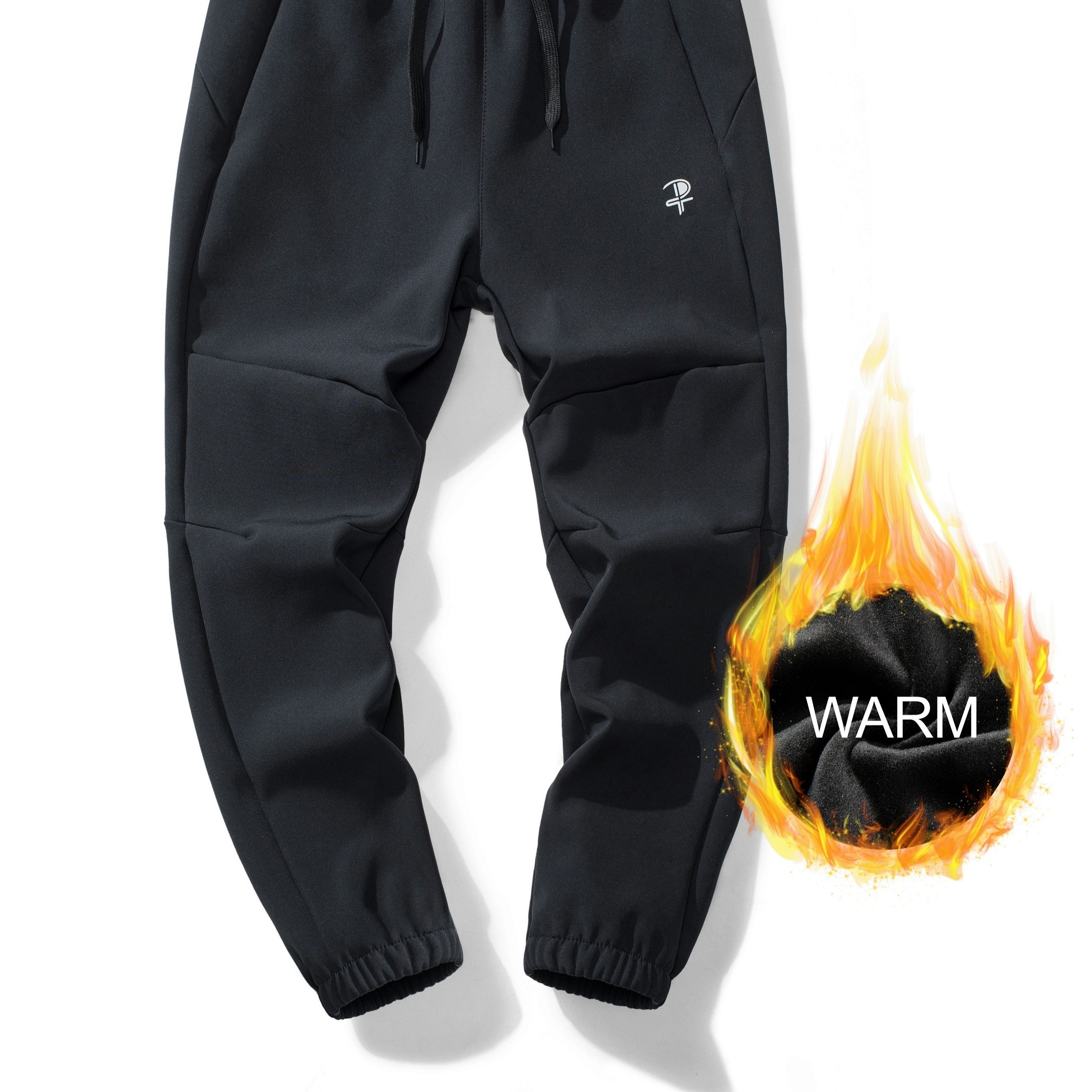 Image of Big Boy Outdoor Composite Lightweight Sports Casual Long Pants Thickened Thin Fleece Warm Breathable Hiking Elastic Drawstring Trousers Full Elastic Waist Pants, For Outdoor