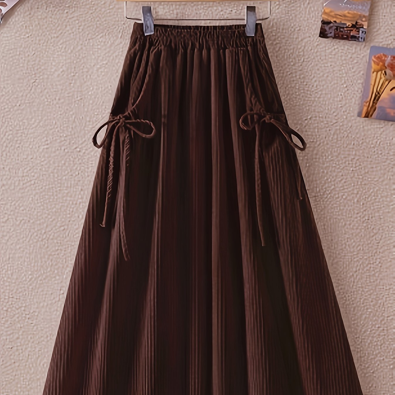 TEMU Bow Tie A-line Skirt, Pocketed Skirt, Corduroy A-line Skirt, Casual Dating Versatile Skirt Zzy08