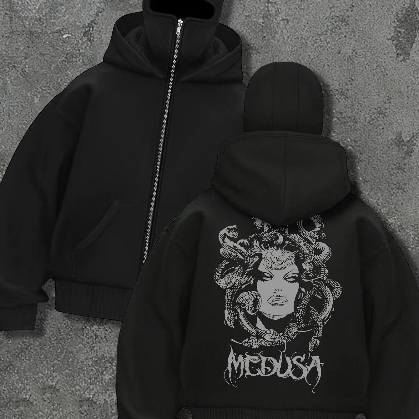 TEMU Un hoodie élégant pour femme avec un design de balaclava facile à enfiler et doté d'une fermeture éclair, de double capuchons et d'un style