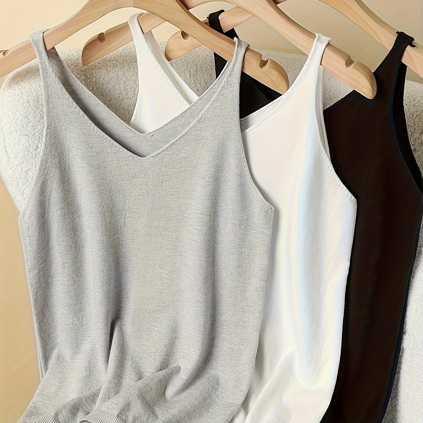 TEMU Women's Camisole 3pcs Set, Mixed Style V-neck Outerwear, Fashionable And Comfortable