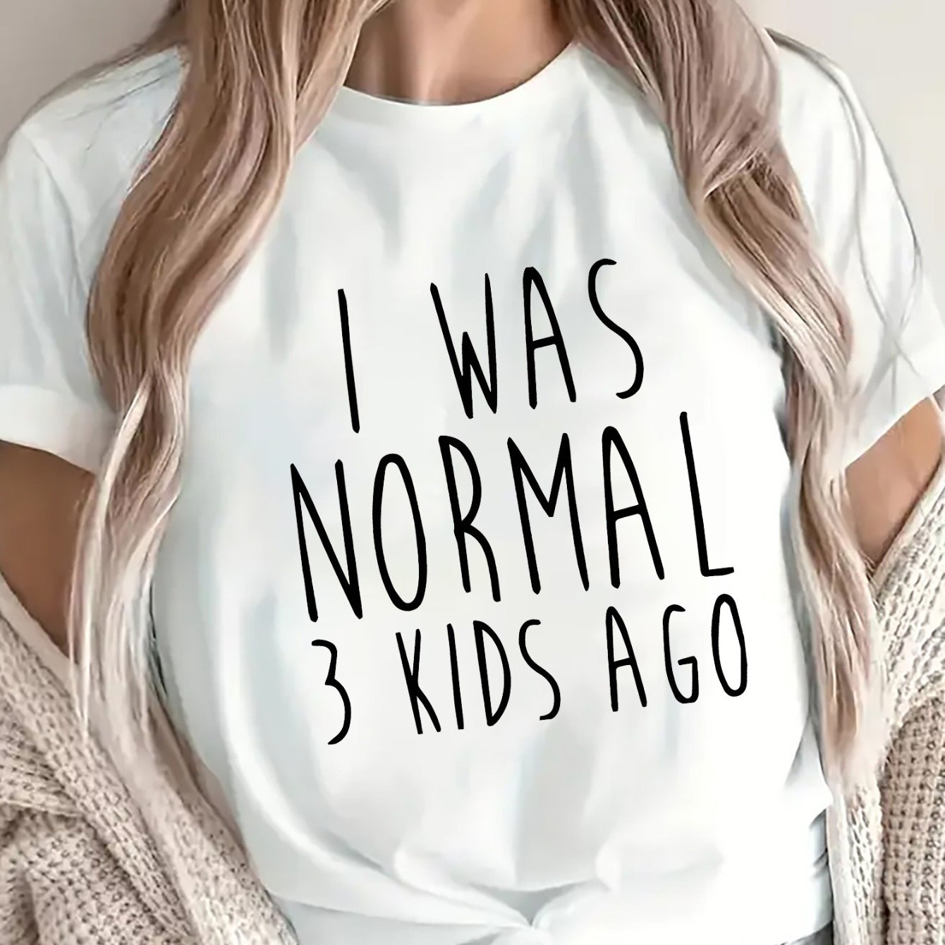 TEMU Short Sleeve T-shirt I Was Normal 3 Ago Tee For Women, Casual Wear For Home, Kitchen, Or Daily , Lightweight And , Perfect For Relaxed Moments