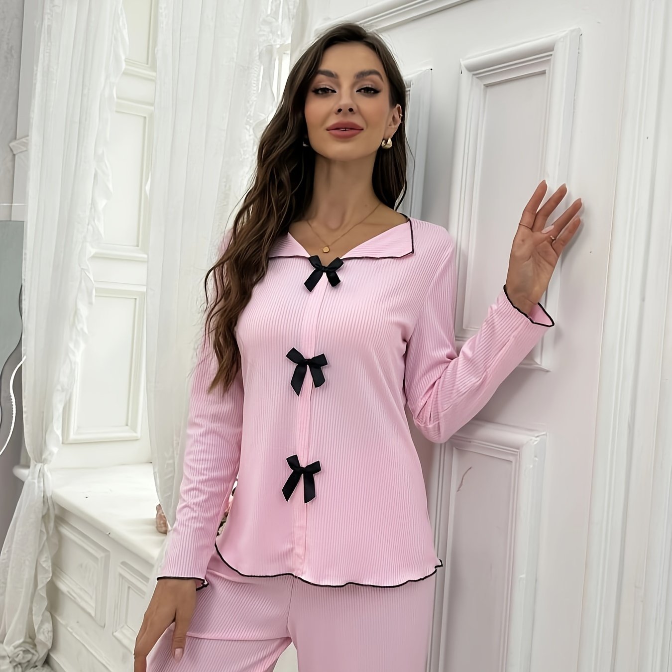 Image of 2024 Autumn And Winter Collection Of Stylish Long-sleeve Long Pants Loungewear Set